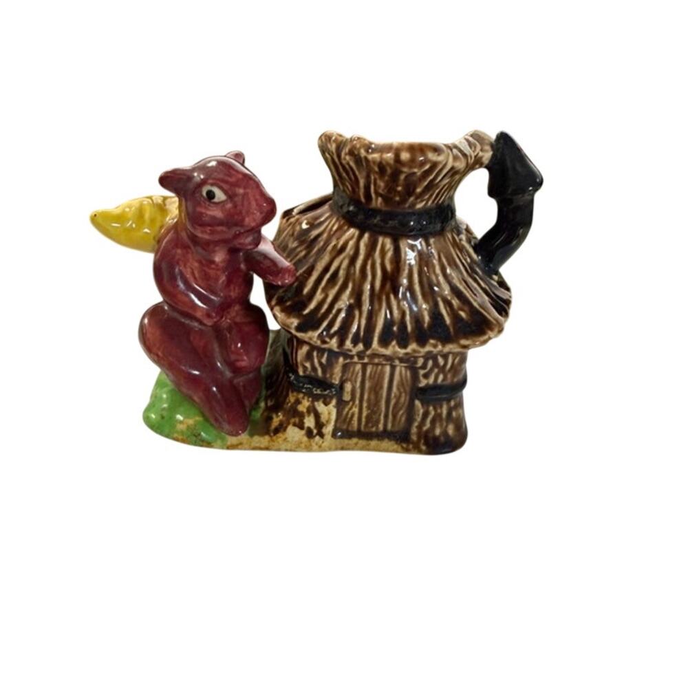 Vintage Wales Japan Hand Painted Squirrel Creamer Planter